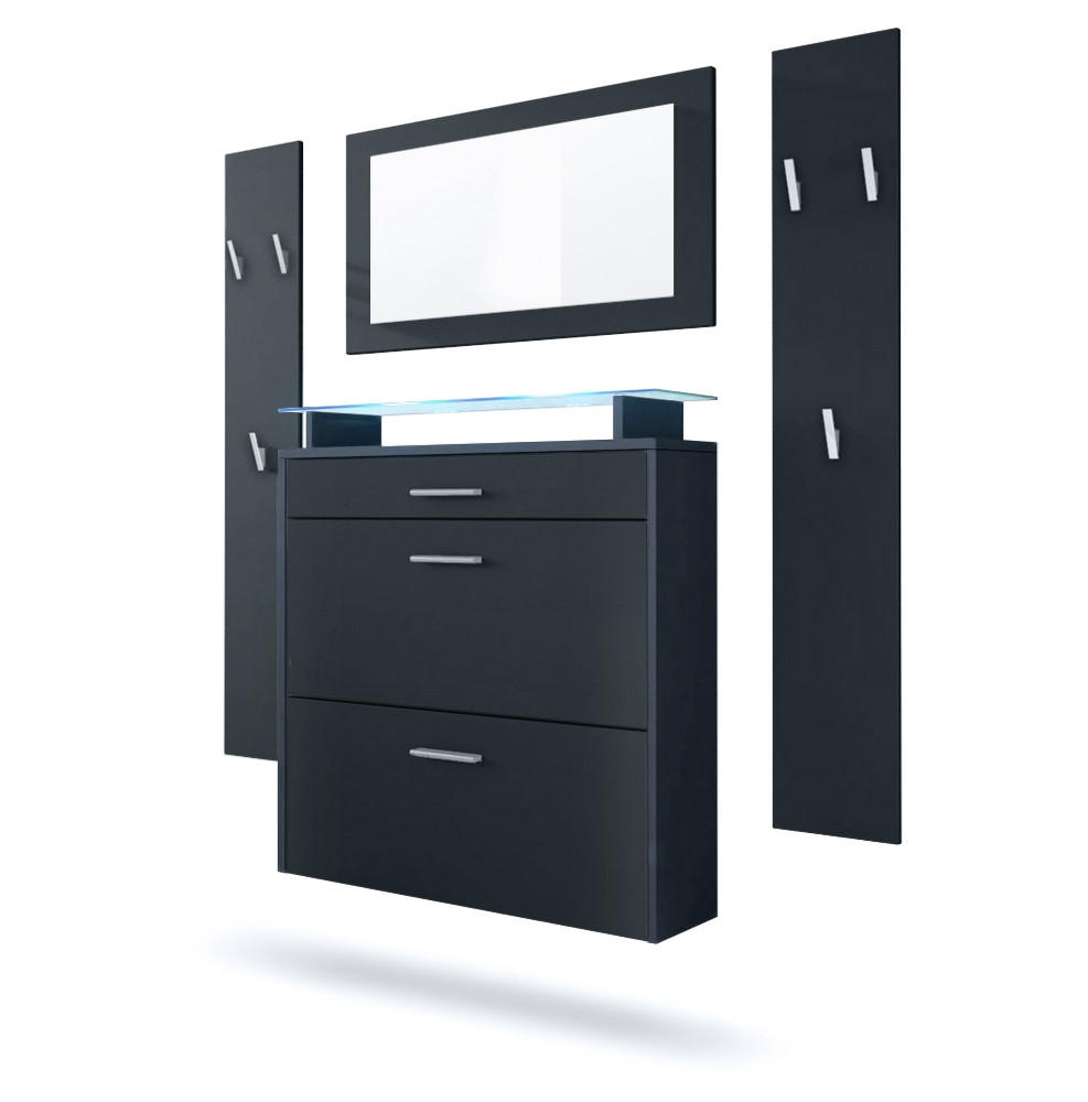 GARDEROBE Malea Fronten in Schwarz matt - Schwarz, Holzwerkstoff (180/180/23cm) - Vladon