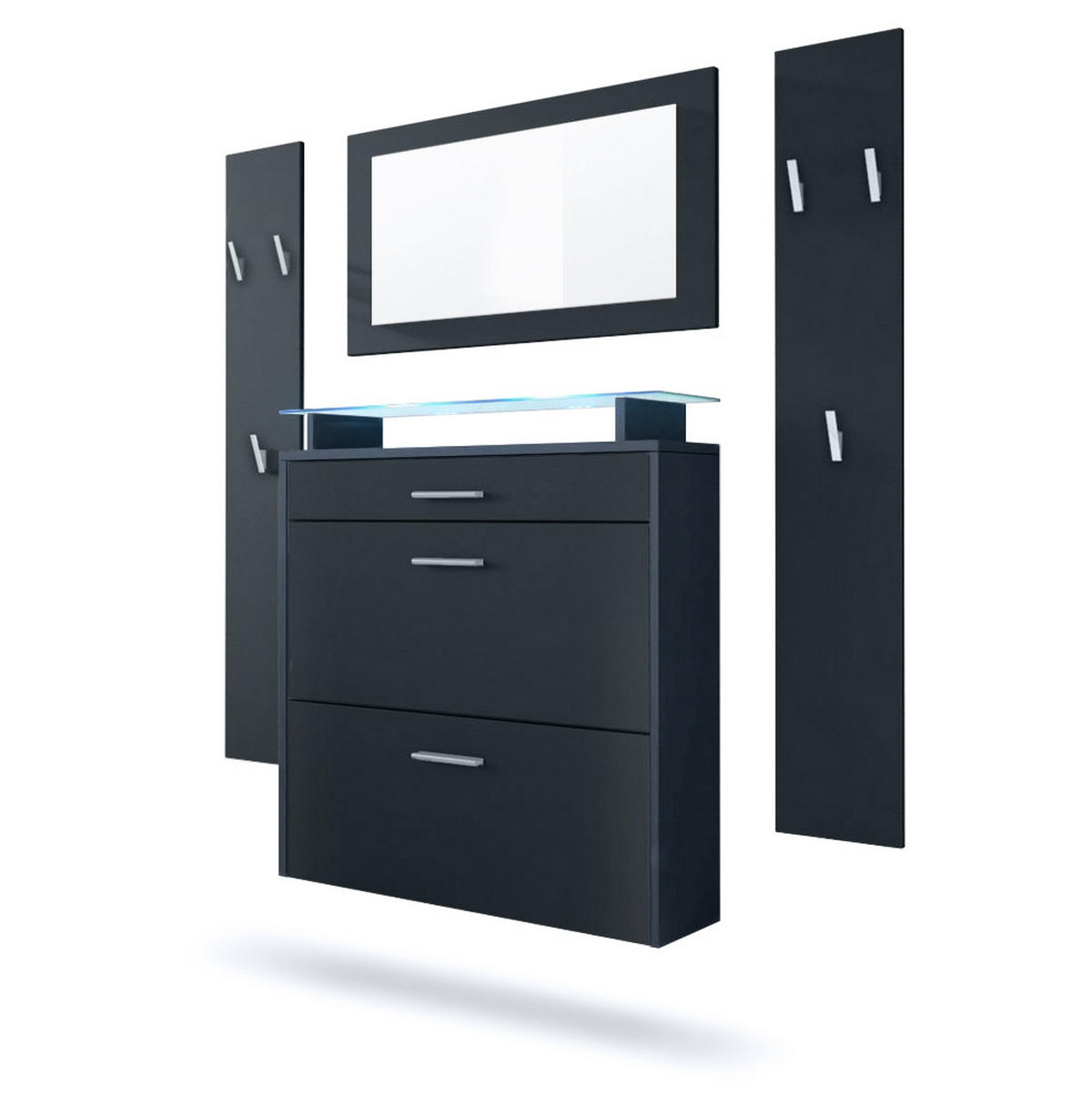 GARDEROBE Malea Fronten in Schwarz matt - Schwarz, Holzwerkstoff (180/180/23cm) - Vladon