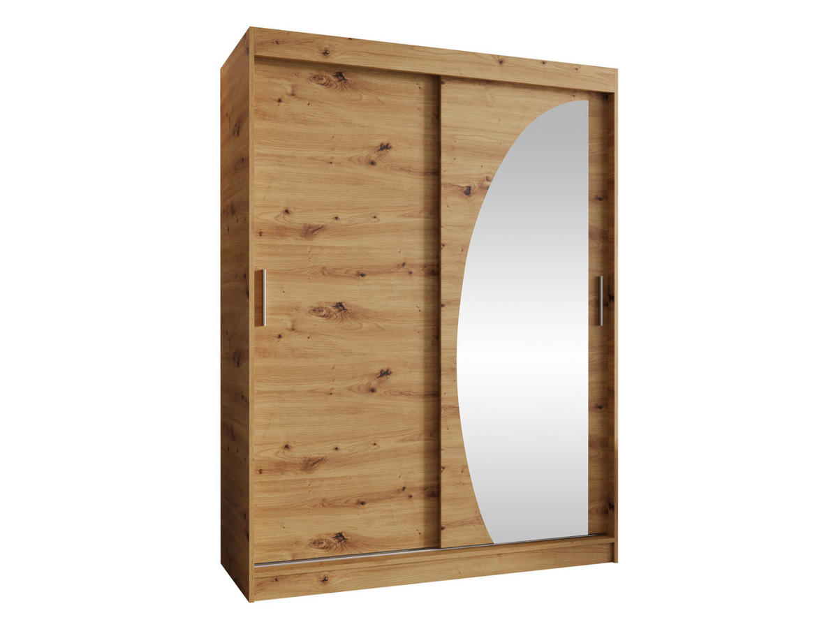 SCHWEBETÜRENSCHRANK Wika 150 cm - Silberfarben/Eiche Artisan, Holzwerkstoff/Kunststoff (150/200/62cm) - MIRJAN24