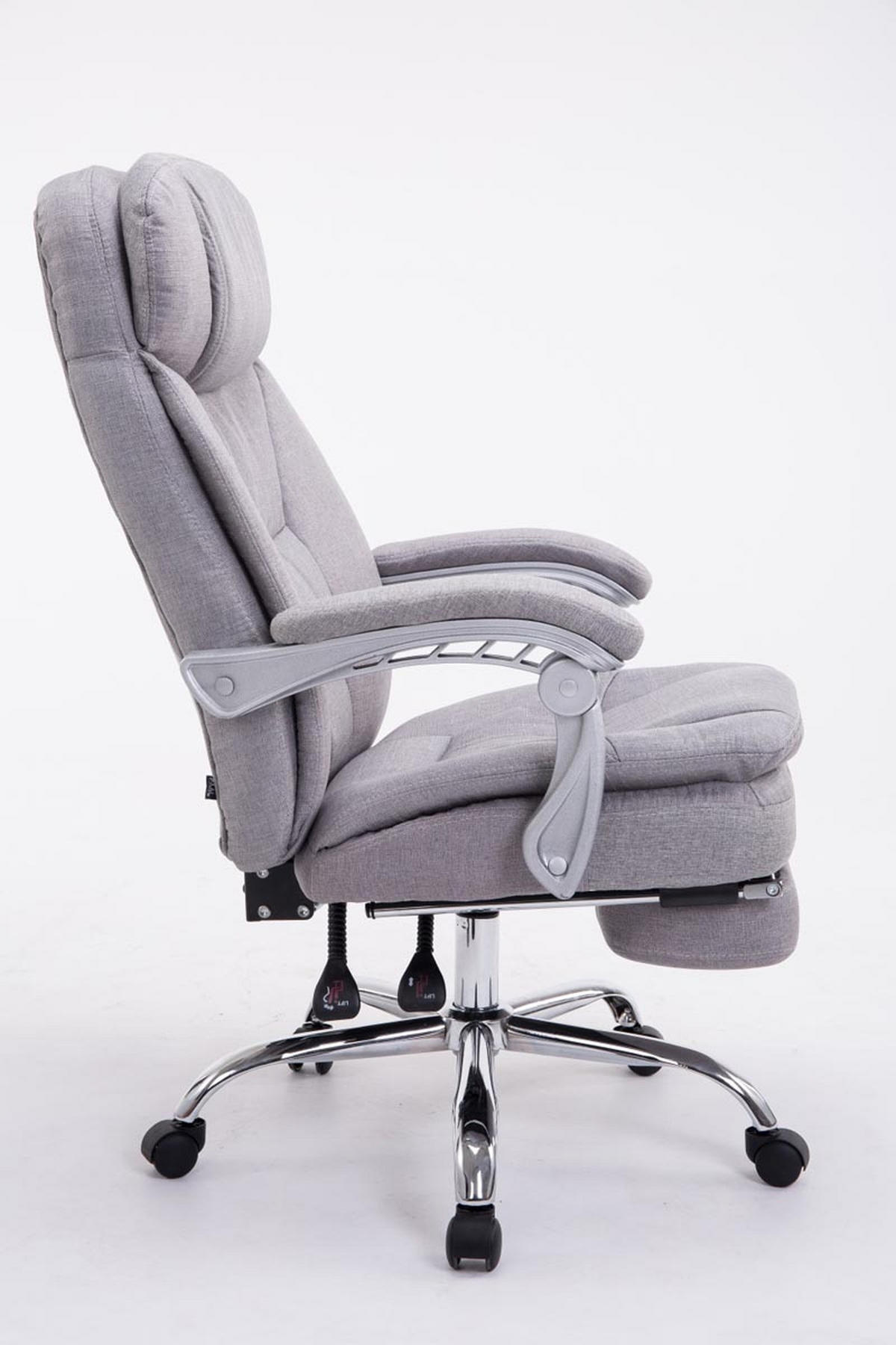 BÜROSTUHL XL Troja, Stoff Grau - Grau, Textil/Metall (67/122/67cm) - TPFLiving