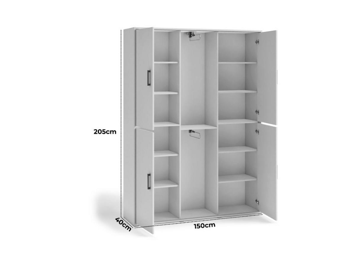 GARDEROBENSCHRANK Vanessa III 150 cm mit Spiegel, weiß - Weiß, Kunststoff (150/205/40cm) - Margaret Hadas24