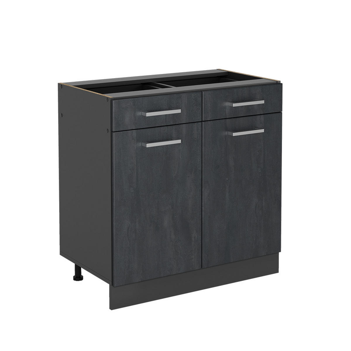 KÜCHENUNTERSCHRANK R-Line Schwarz Beton 80 cm ohne Arbeitsplatte - Anthrazit/Schwarz, Holzwerkstoff (80/81.6/46cm) - Vicco