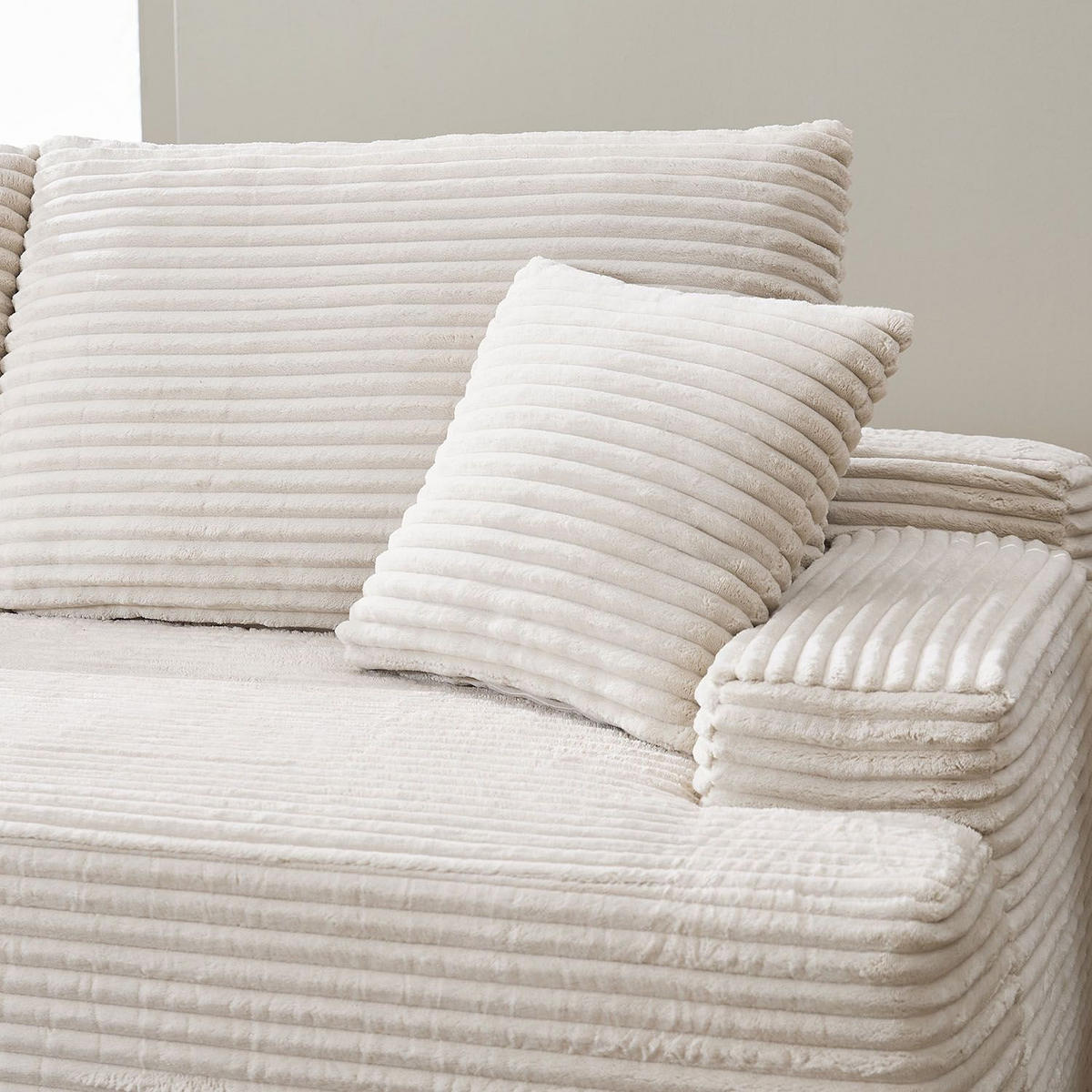 SOFA Coredo beige Cord - Beige, Textil (155/250cm) - Juskys