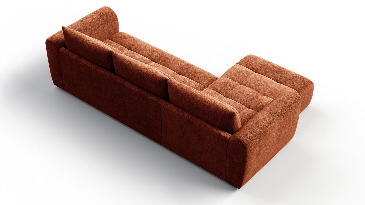 ECKSOFA SORENO 4-Sitzer, orange - Schwarz/Orange, Holz/Textil (293/171cm) - Courtois Laville