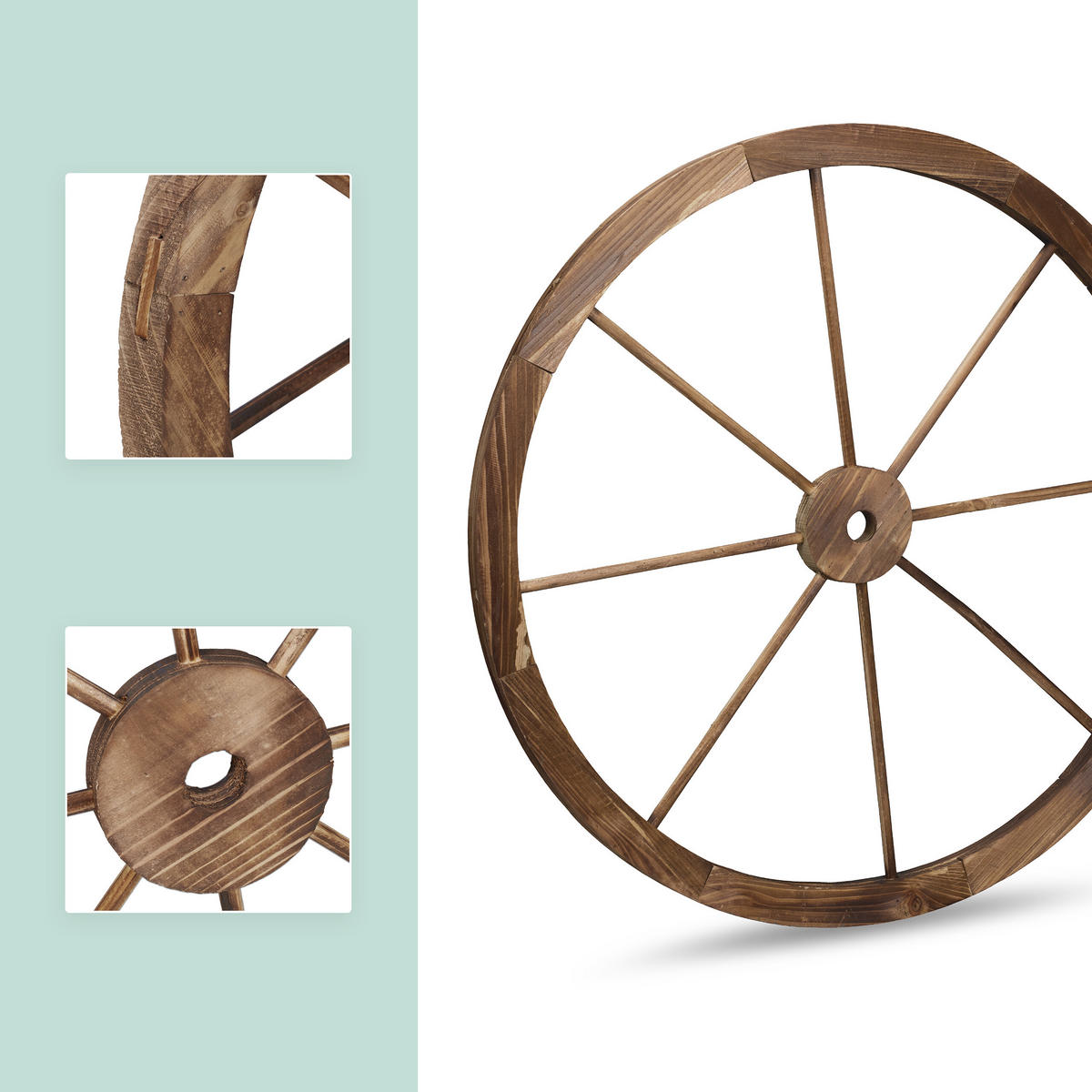 2XWAGENRAD - Braun, Holz (75/75/3cm) - Relaxdays
