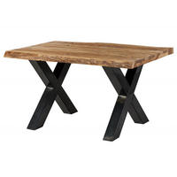 BAUMTISCH Sheesham 140x90x77 natur sandgestrahlt / X-Beine anthrazit glänzend FREEFORM 5 - Braun, Holz (90/140/77cm) - Massivmoebel24