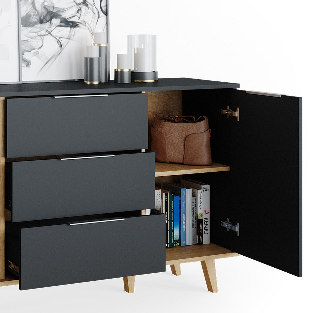 KOMMODE Nautica Anthrazit 138 x 82 cm - Anthrazit, Holzwerkstoff (138/82/40cm) - Vicco