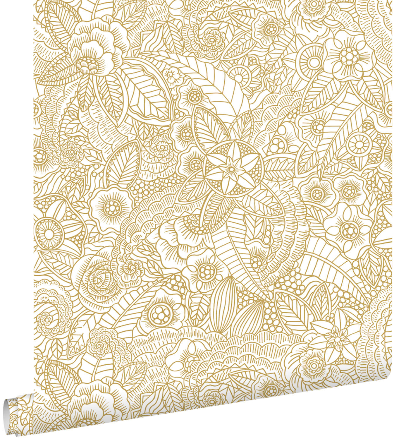TAPETE Blumenzeichnungen 53 cm x 10.05 m - Goldfarben, Papier (53/1000cm) - ESTAhome
