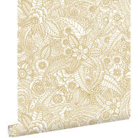 TAPETE Blumenzeichnungen 53 cm x 10.05 m - Goldfarben, Papier (53/1000cm) - ESTAhome