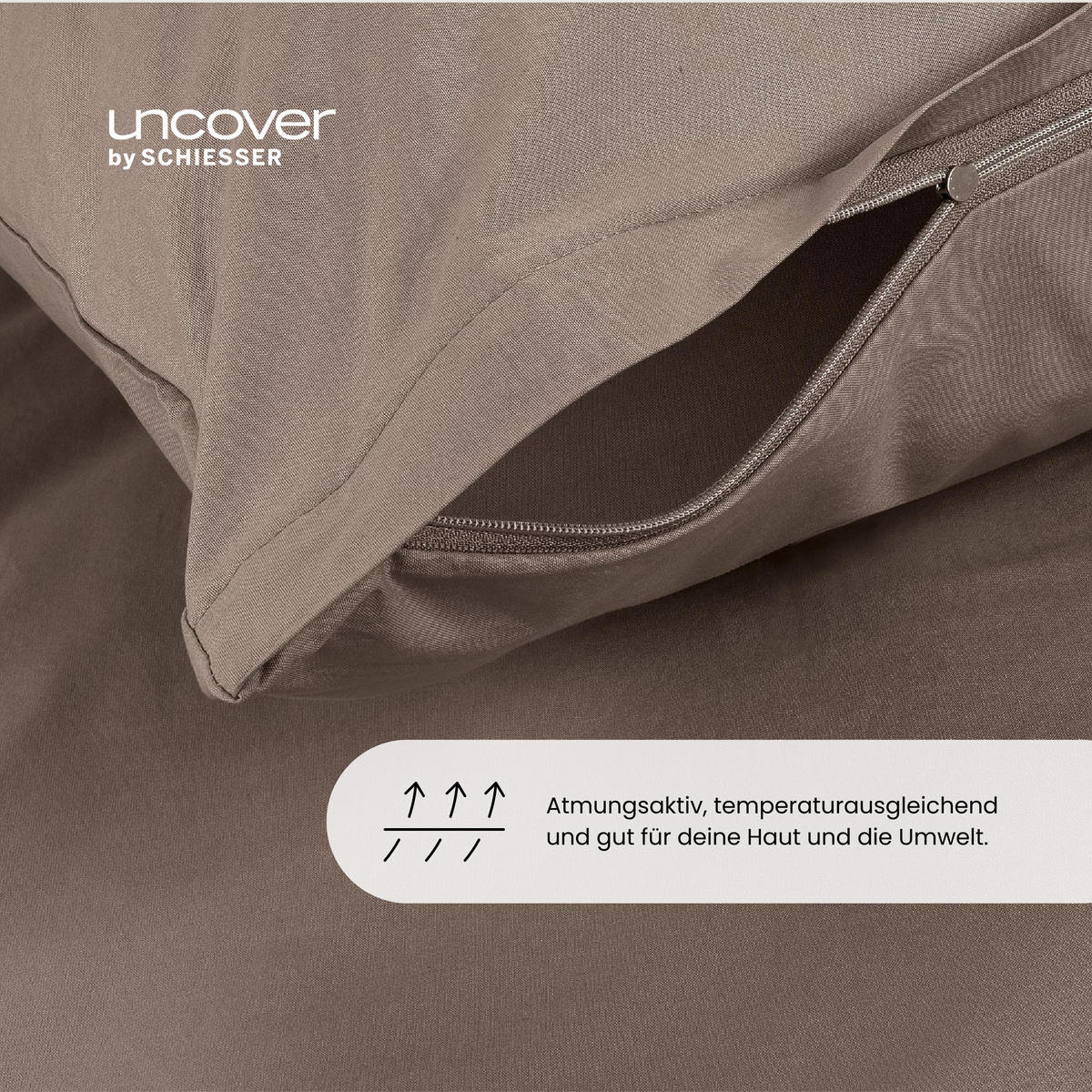 BETTWÄSCHESET Soho - Renforcé - 2-teilig - 135 x 200 cm - Taupe - Taupe, Textil (135/200cm) - Uncover by Schiesser