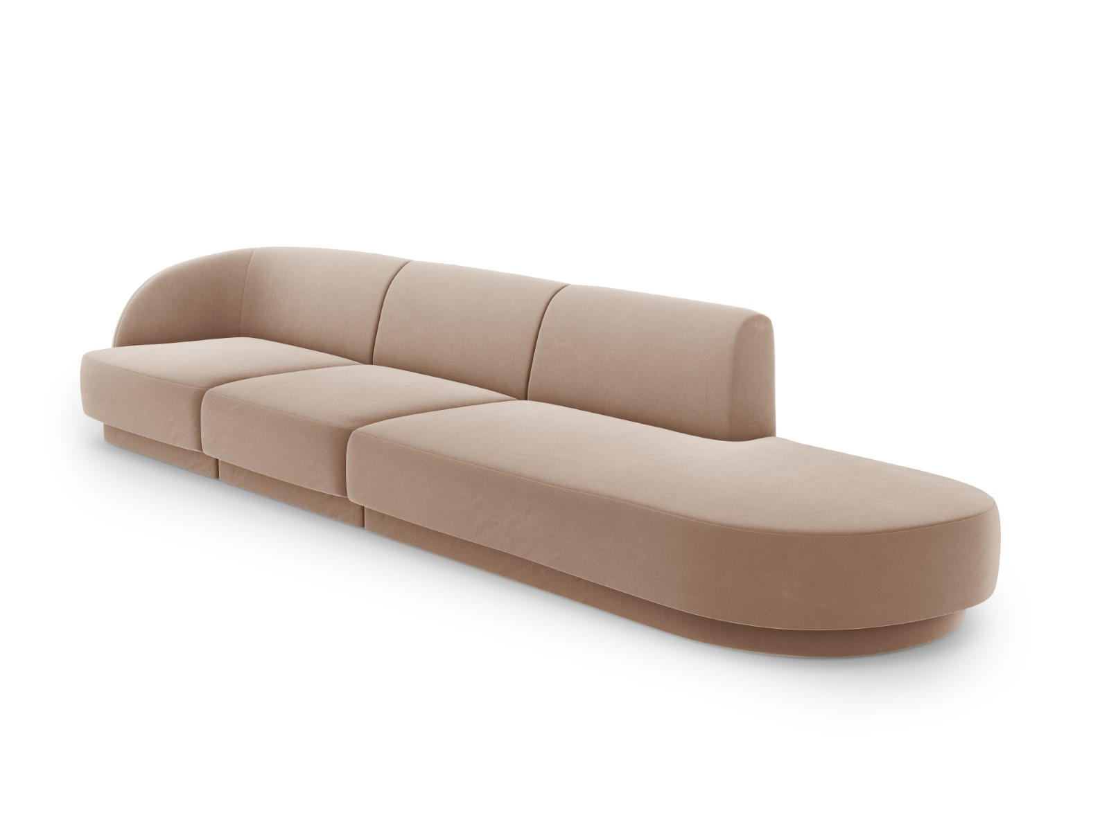 RECHTES-SOFA Miley aus Samt cappuccino 4 Sitzplätze - Cappuccino, Textil (90/70/323cm) - Micadoni