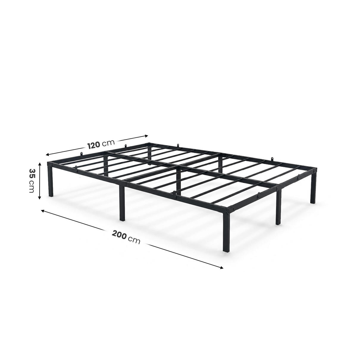 METALLBETT Klappbares 120x200 cm Schwarz - Schwarz, Metall - Akord