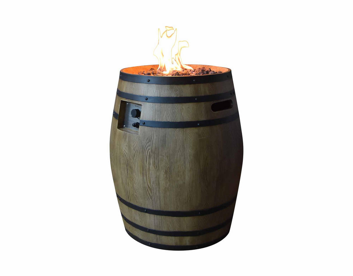 FEUERSTELLE Porvoo in Holzfass-Optik aus Faserbeton - Zwetschgeholzfarben, Stein (68/80/68cm) - Elementi
