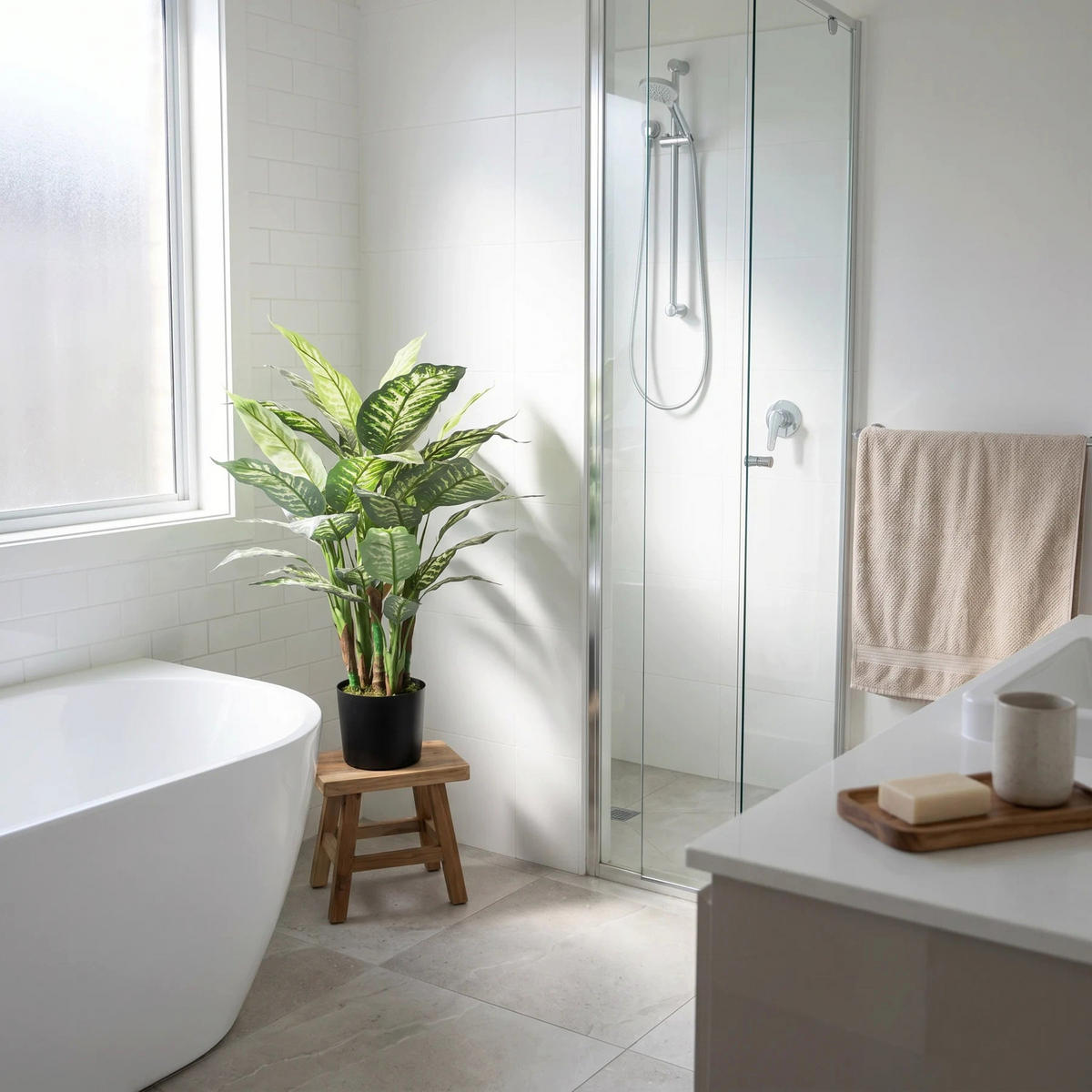 KUNSTPFLANZE Künstliche Dieffenbachia – Calienne 70 cm - Naturfarben, Kunststoff (70cm) - aplanta