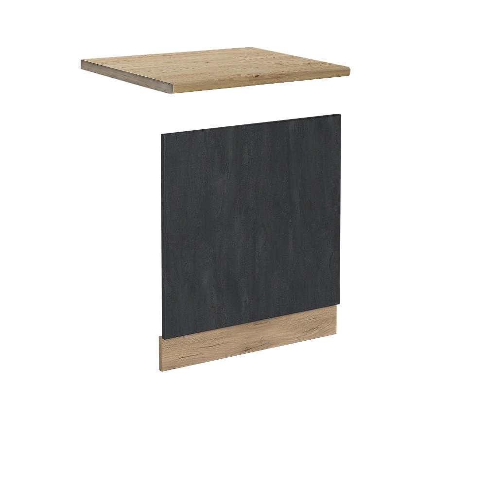FRONTBLENDE R-Line Schwarz Beton 60 cm AP Eiche - Eiche Wotan/Schwarz, Holzwerkstoff (60/57.2/1.6cm) - Vicco