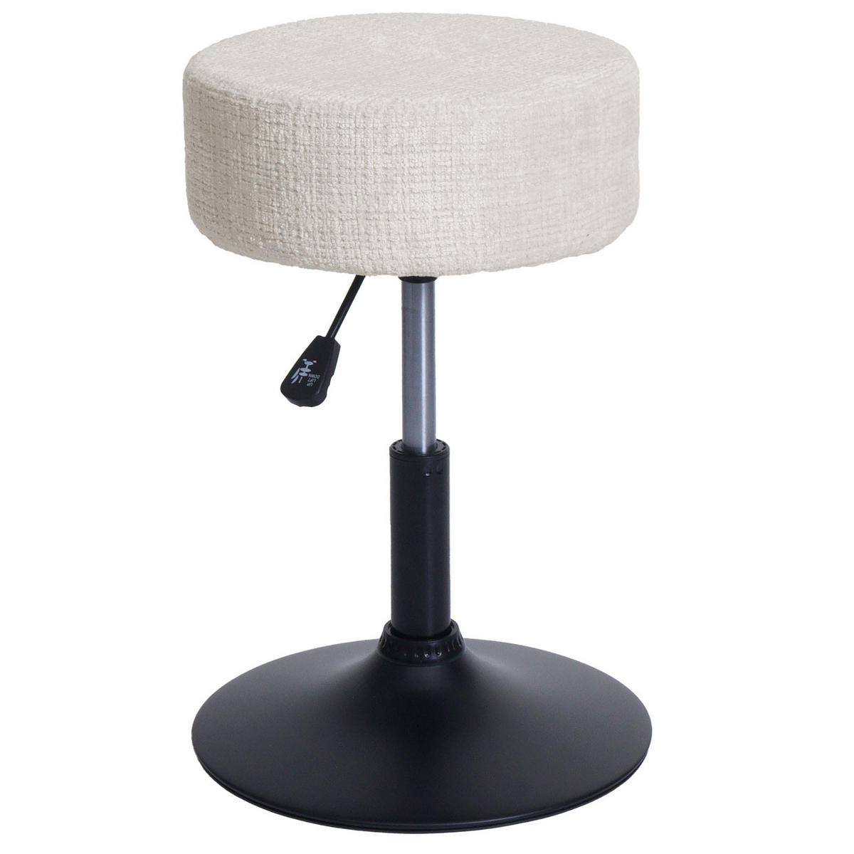 HOCKER 2er-Set höhenverstellbar und drehbar Sitzhöhe 45-57cm Ø 37cm Stoff Chenille Weiß - Beige, Textil (37/57/37cm) - PROREGAL