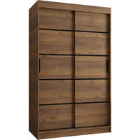 ŠATNÍ skříň s posuvnými dveřmi 200/120/62 2dveřová - černá/hnědá, dřevo/plast (120/200/62cm)