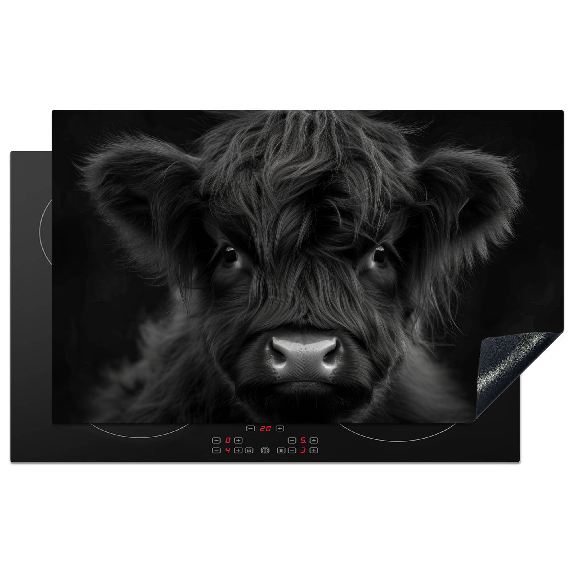 ZAŠČITA ZA INDUKCIJSKO PLOŠČO Višinsko govedo 83x51 cm cm - črna, umetna masa (83/51.5/0.2cm) - MuchoWow