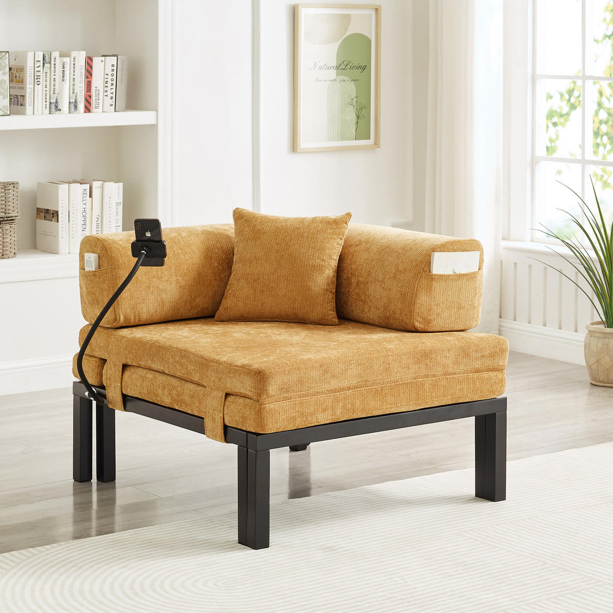 SCHLAFSOFA DE-35084 Gelb - Gelb, Holz (81/64/176cm) - ComfortXL