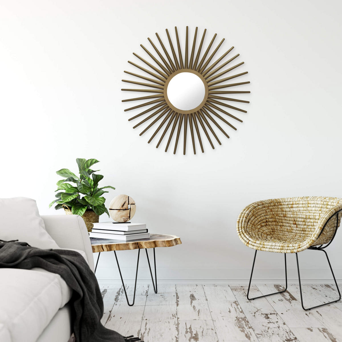 WANDSPIEGEL Gold 92/92 cm - Goldfarben, Metall (7.1/92/3cm) - KUNSTLOFT