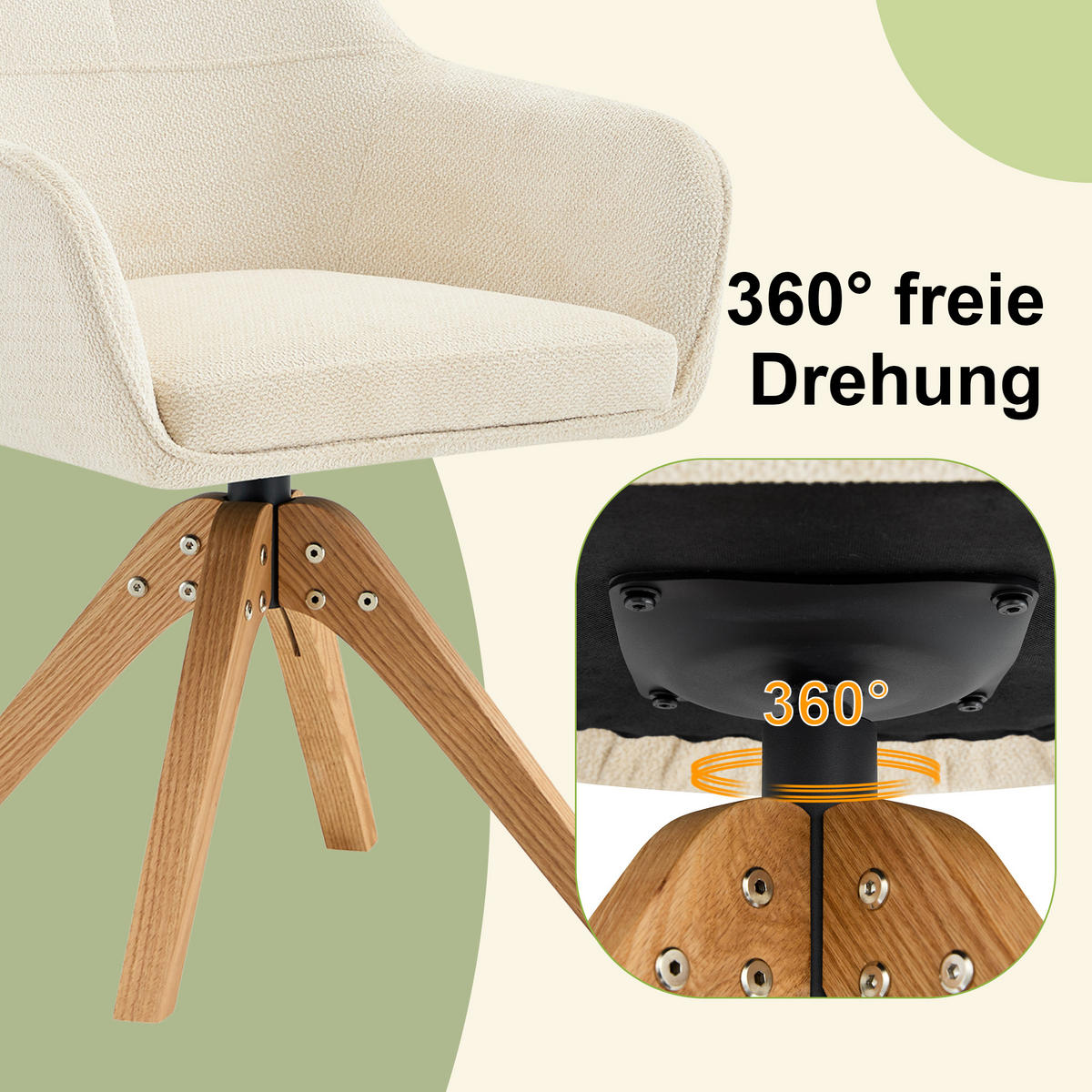 ARMLEHNSTUHL-SET DE-36640 2 Stück mit Stoffbezug und Massivholzbeinen Beige - Beige, Holz (46/82/58cm) - ComfortXL