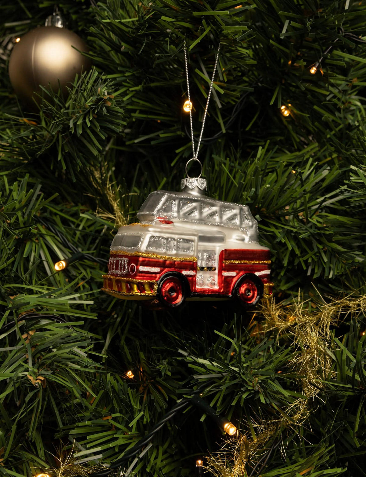 WEIHNACHTSKUGEL Feuerwehrauto 9 cm - Rot, Glas (4/8/1cm)