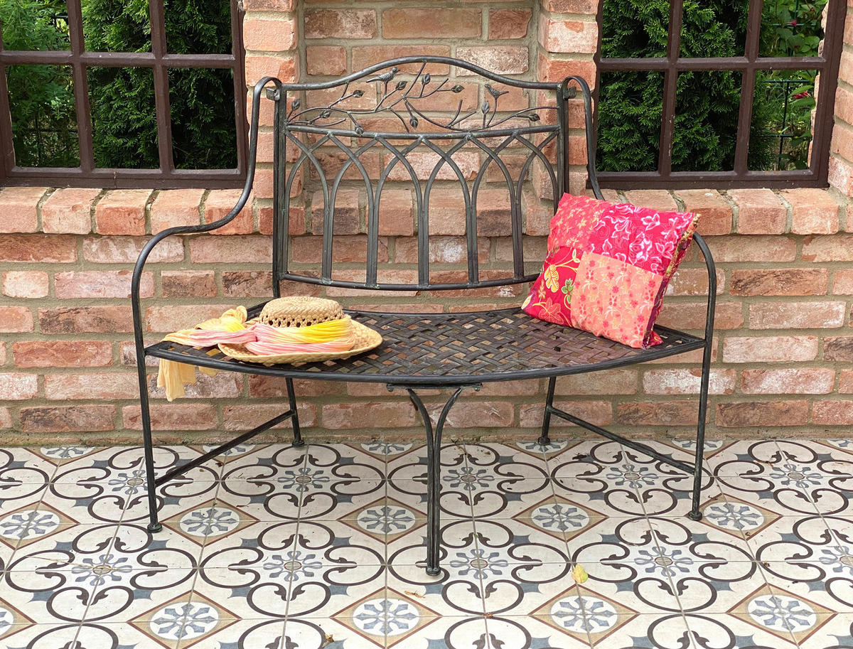 GARTENBANK Halbrund aus Metall Braun 125 cm 96002 - Braun, Metall (125/96.5/66cm) - DanDiBo