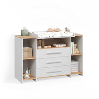 WICKELKOMMODE Torino Weiß/Goldkraft Eiche mit 3 Schubladen - Honigeiche/Weiß, Holzwerkstoff (143.2/93/53.1cm) - Livinity®