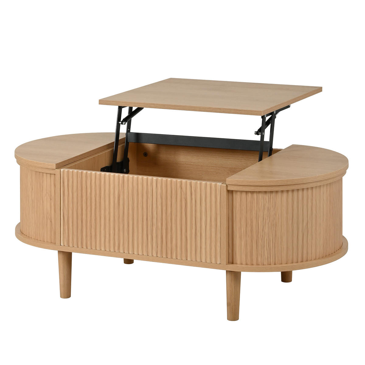 COUCHTISCH 100/48/53,5 cm eiche aus MDF mit höhenverstellbarer Tischplatte - Eichefarben, Holzwerkstoff (100/48/53.5cm) - OKWISH