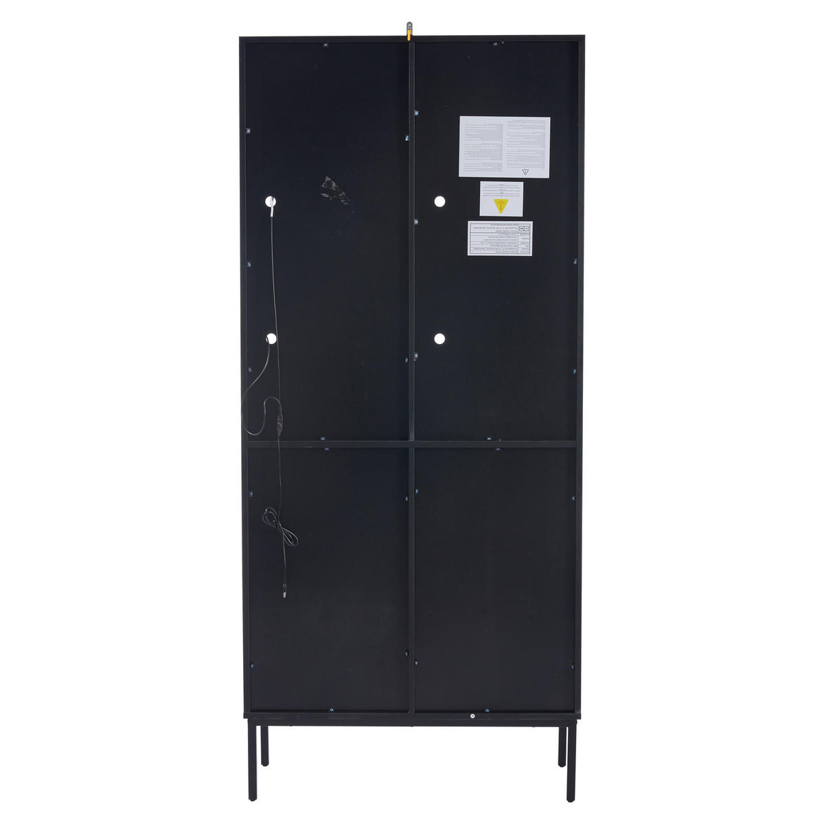 HIGHBOARD mit Glasvitrine LED-Beleuchtung 80/35/180cm - Schwarz, Holzwerkstoff (80/180/35cm) - Urban Meuble