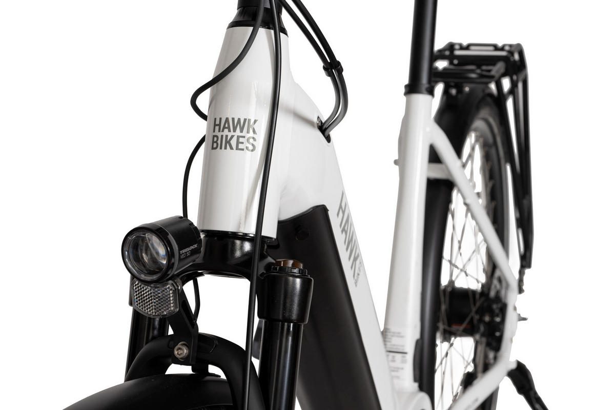 E-CITY Wave E-Bike 400 8 Gang 28 Zoll Gr: 50cm & 55cm - Weiß, Metall (50cm) - Hawk Bikes