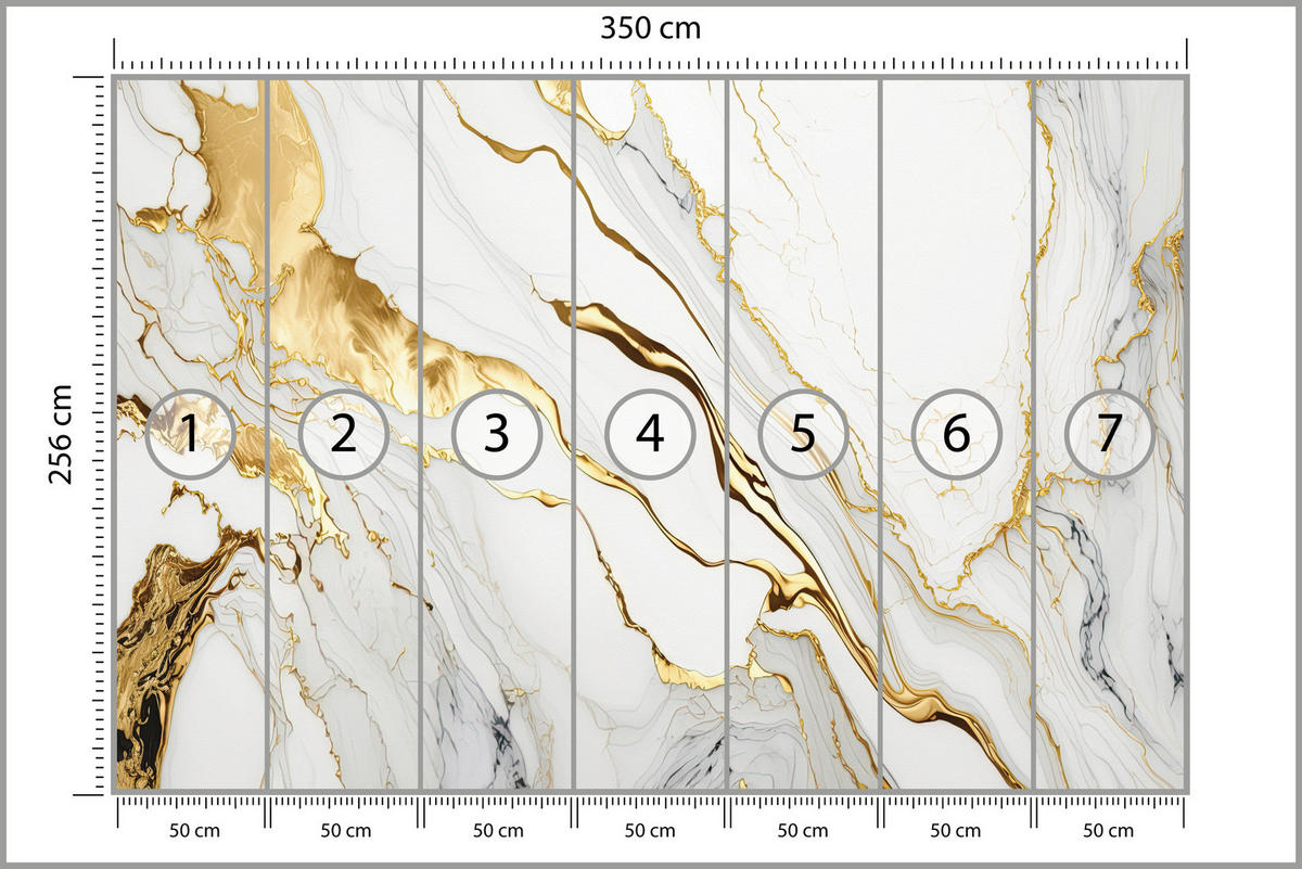 FOTOTAPETE für Wohnzimmer Marmor Abstraktion Glamour Beige Modern 350x256 - Gelb/Beige, Papier (350/256cm) - Muralo