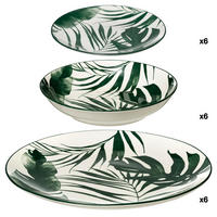GESCHIRR-SET 18-teilig Palme Grün - Multicolor/Grün, Keramik (7/28/9.5cm) - Secret de Gourmet