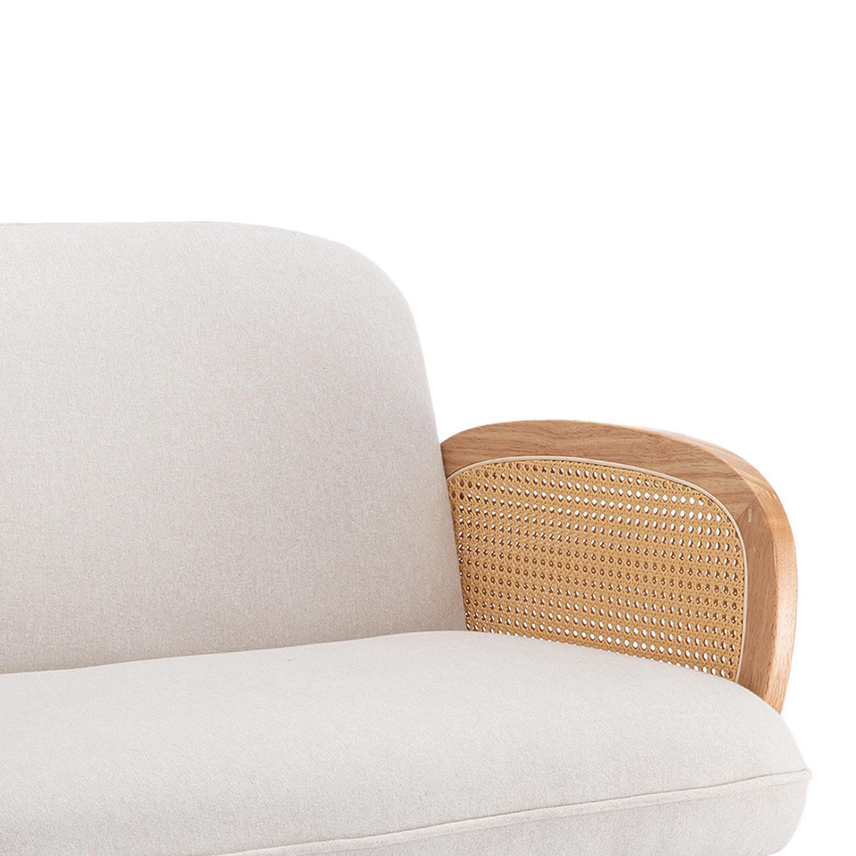 2-SITZER-SOFA Rosi Bohemian aus Korbgeflecht und beigem Leinen - Beige/Akaziefarben, Holz/Holzwerkstoff (125/83/79cm) - Sicaan