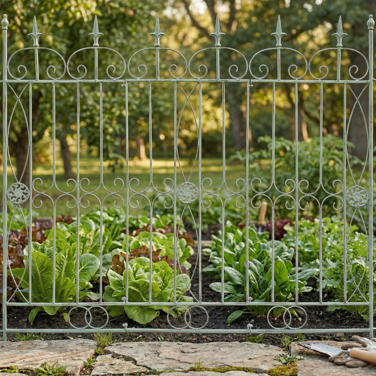 GARTENZAUN Metall Antik-Grün - Grün, Metall (124/116cm) - CLP