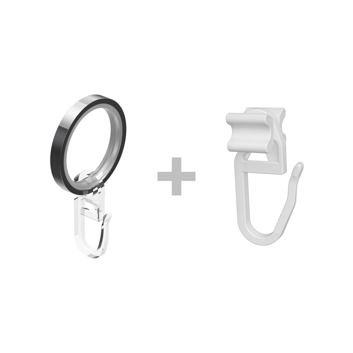 GARDINENSTANGE RUNDROHR-INNENLAUF Prestige Verano 320 cm (geteilt in 2 x 160 cm), 2-läufig, 20 mm Ø Chrom - Chromfarben/Schwarz, Metall (320cm) - INTERDECO