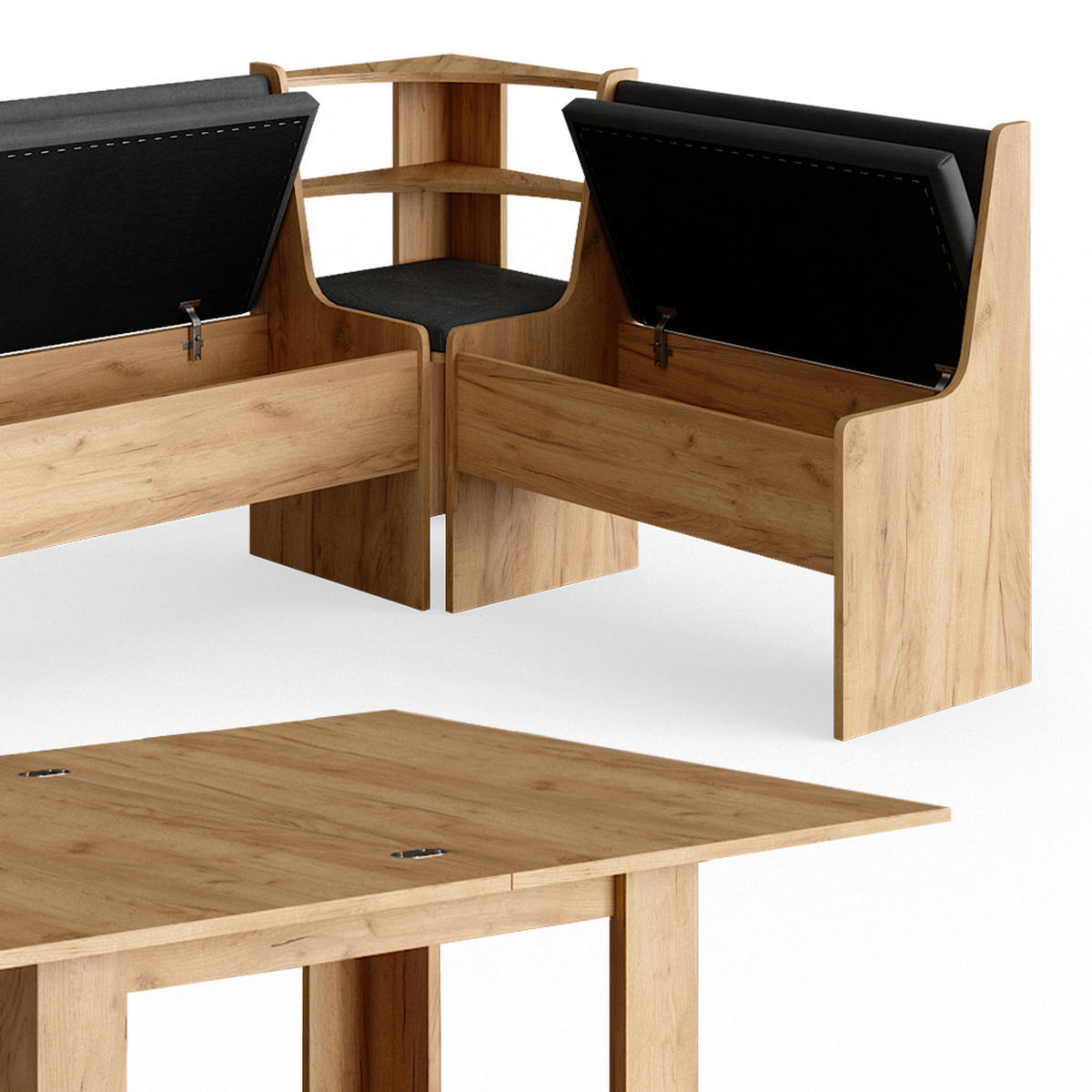 ECKBANKGRUPPE Roman Goldkraft Eiche 210 x 41.5 cm mit Tisch - Honigeiche/Anthrazit, Holzwerkstoff (210/80/120cm) - Vicco