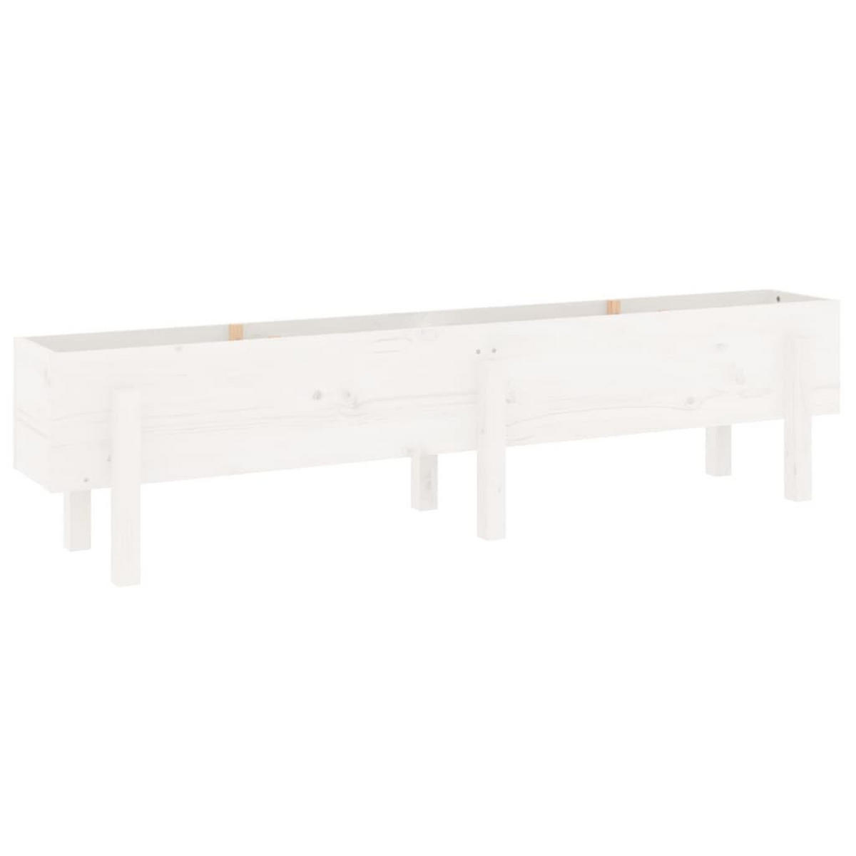 HOCHBEET Weiß 160x30x38 cm Massivholz Kiefer - Weiß, Holz (30/38/160cm) - furnicato