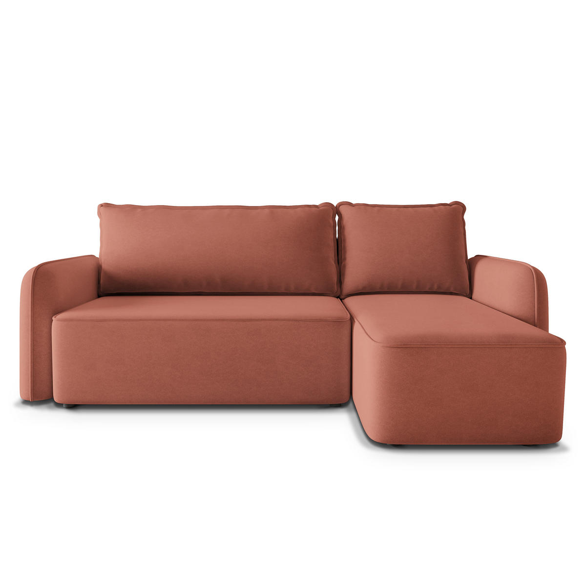 ECKSOFA DOLVER CL Koralle Samtstoff mit Schlaffunktion - Koralle, Holzwerkstoff/Textil (238/156cm) - MASSENO