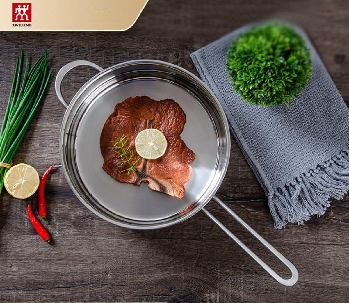 PFANNENSET Twin Nova 4-teilig Wok 30 cm Schmorpfanne 24 cm Glasdeckel Edelstahl Für Alle Herdarten Induktion - Silberfarben, Metall - Zwilling