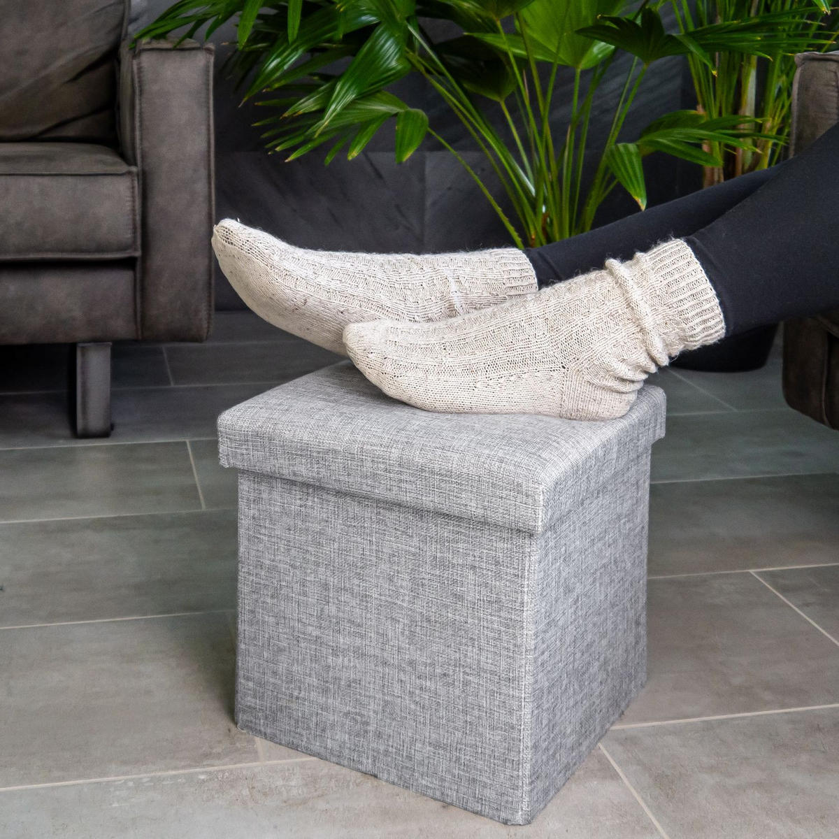 SITZBOX Faltbar 30/30/30 cm (Grau) - Grau, Textil (30/30/30cm) - Intirilife