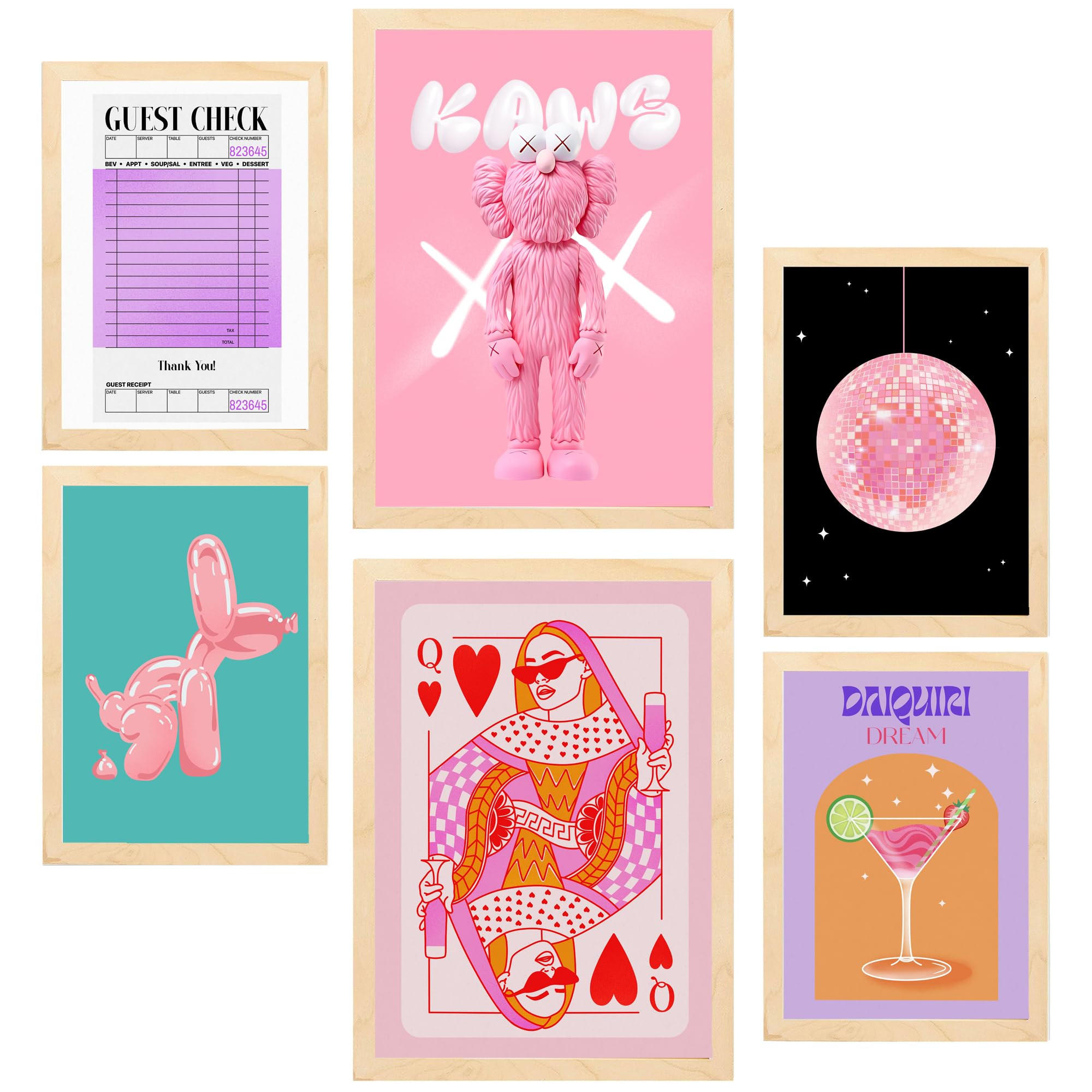 POSTER Set Mit 6 Feminine Moderne KunstIn Rosatönen A3 & A4 Rahmen Aus Hellem Holz - Beige, Papier (29/3cm) - Nacnic