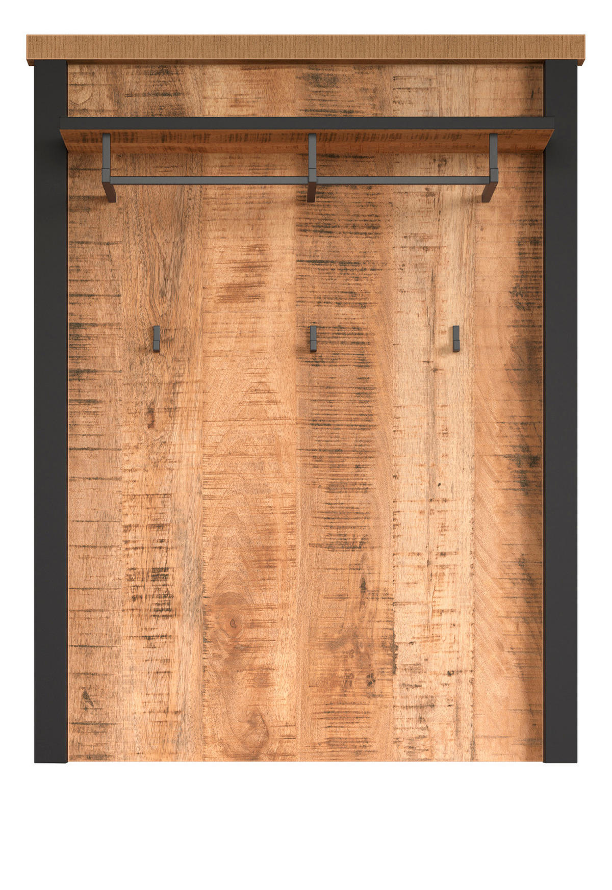 GARDEROBENPANEEL Mango, schwarz 73 x 95 cm, Wandgarderobe mit Kleiderstange - Schwarz/Naturfarben, Holzwerkstoff/Metall (73/95/27cm) - Top.Furn