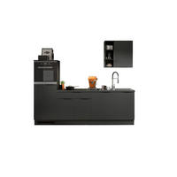 KÜCHENZEILE (ohne E-Geräte) MILLER (B/H/T: ca. 260/222/60 cm) in schwarz/schwarz - Schwarz, Holzwerkstoff (260/222/60cm)