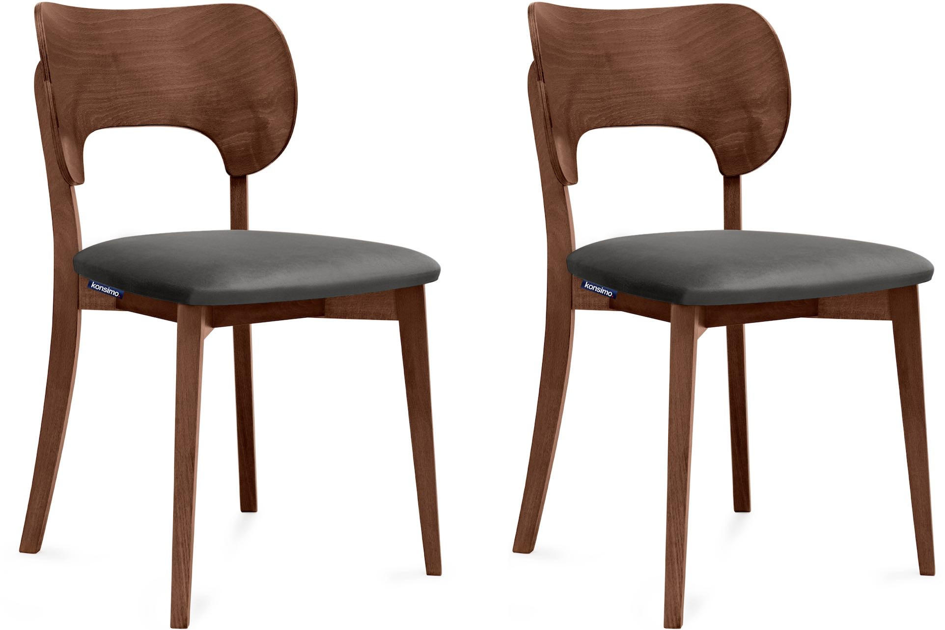 ESSZIMMERSTÜHLE LYCO (2er-Set), grau / Walnuss dunkel - Walnussfarben/Grau, Holz/Buchenholz (47/81/45cm) - KONSIMO®