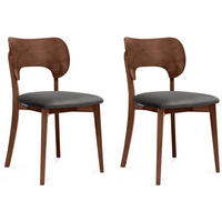 ESSZIMMERSTÜHLE LYCO (2er-Set), grau / Walnuss dunkel - Walnussfarben/Grau, Holz/Buchenholz (47/81/45cm) - KONSIMO®