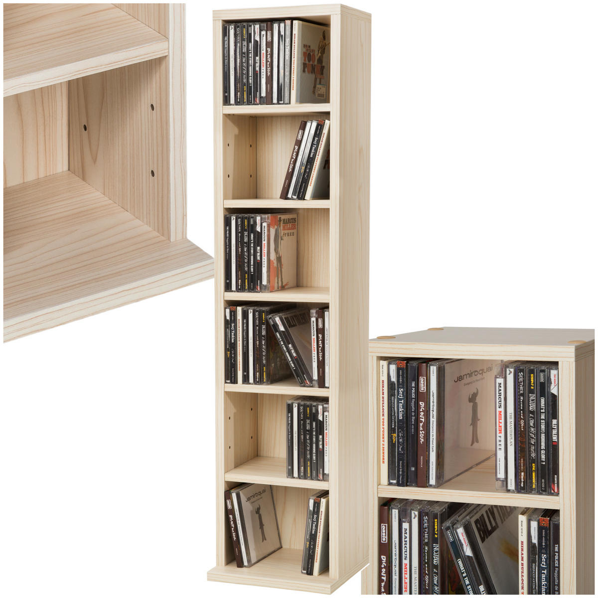 CD/DVD Regal Juliane,90 x 21 x 20 cm,buche - Buchefarben, Holz (21/90/20cm) - tectake