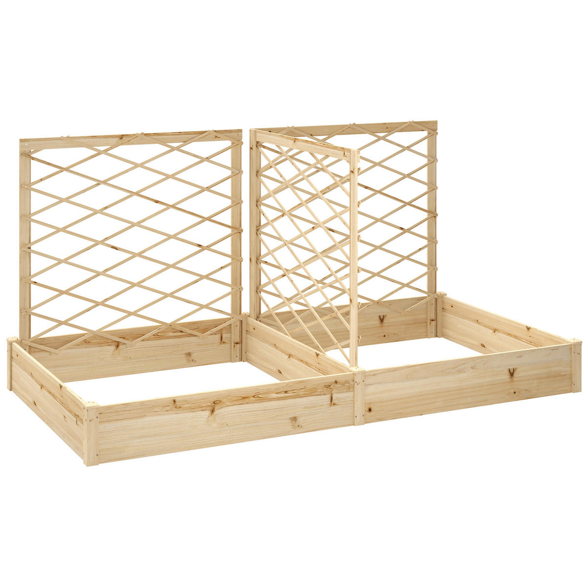 HOCHBEET DE-12205 mit 3 Rankgittern modular 222/114/109 cm Natur - Naturfarben, Holz (222/109/114cm) - ComfortXL