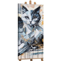 GEMÄLDE Geheimnis der Katze auf Keilrahmen 115x50 cm - Multicolor, Holz (115/50cm) - YS-art gallery