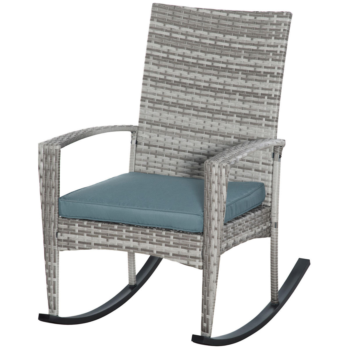 SCHAUKELSTUHL, Polyrattan, Kissen, grau, 66x88x98cm - Multicolor, Holzwerkstoff (66/98/88cm) - FORIOUS